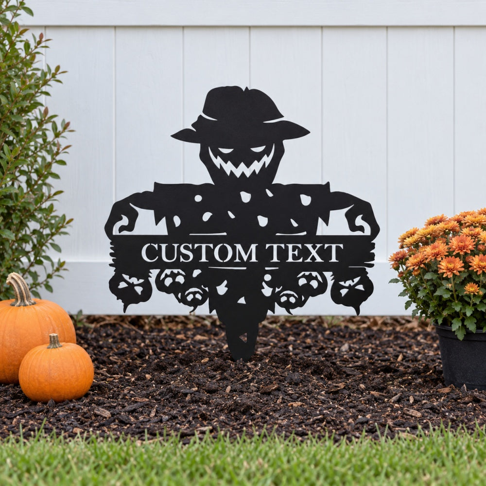 Personalized Metal Garden Stake - Halloween Scarecrow
