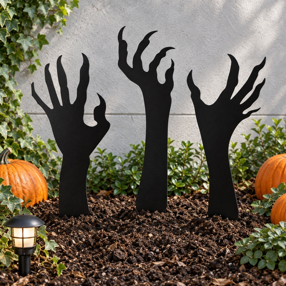 Metal Garden Stakes - Halloween Creepy Hands  3 pack