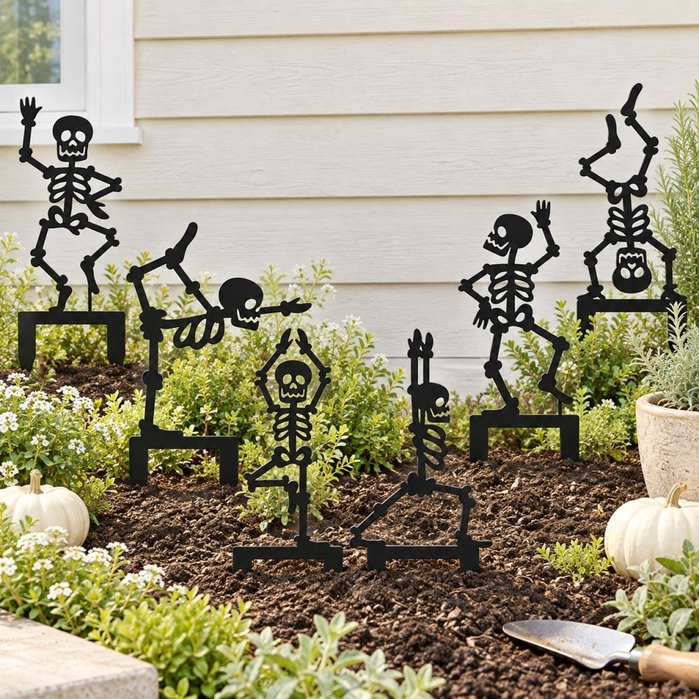 Metal Garden Stakes - Halloween Skeleton Mock Up 6 pack