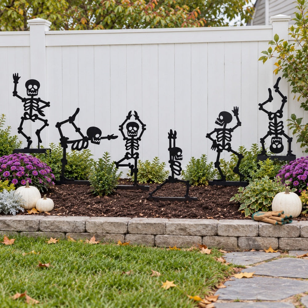 Metal Garden Stakes - Halloween Skeleton Mock Up 6 pack