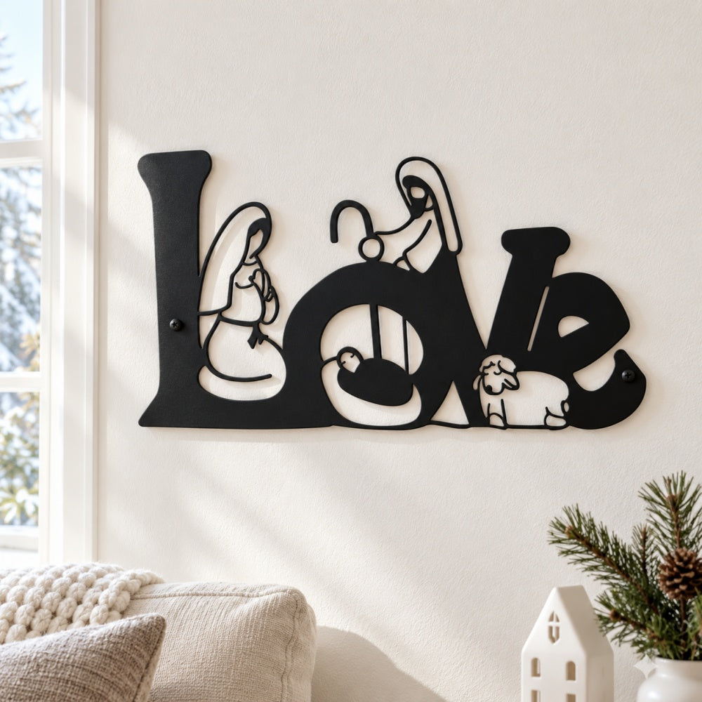Metal Wall Art - LOVE Nativity Scene