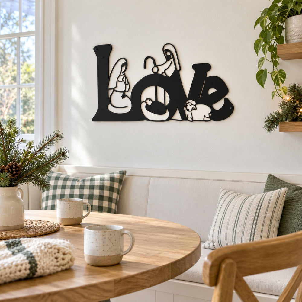 Metal Wall Art - LOVE Nativity Scene