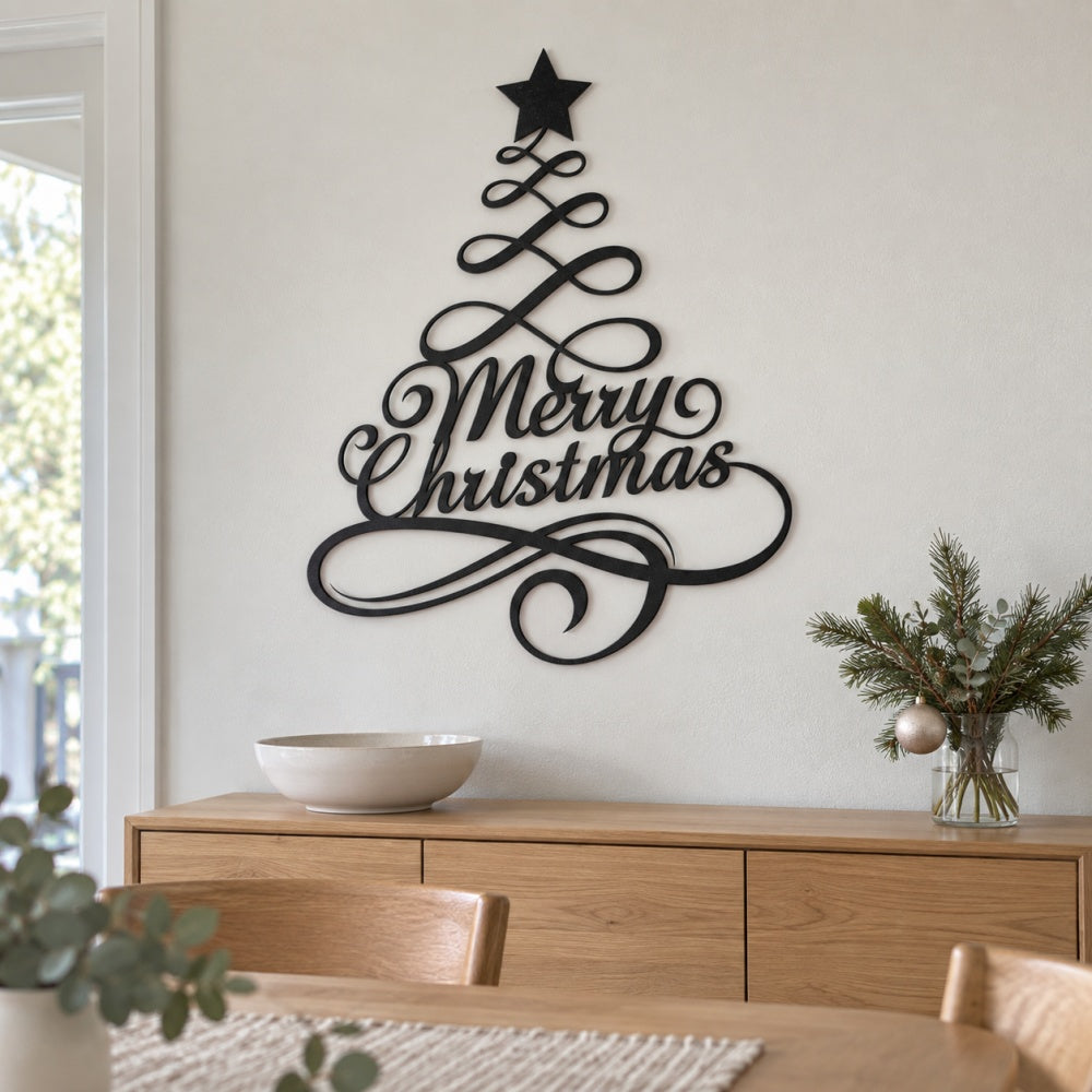 Metal Wall Art - Merry Christmas Tree