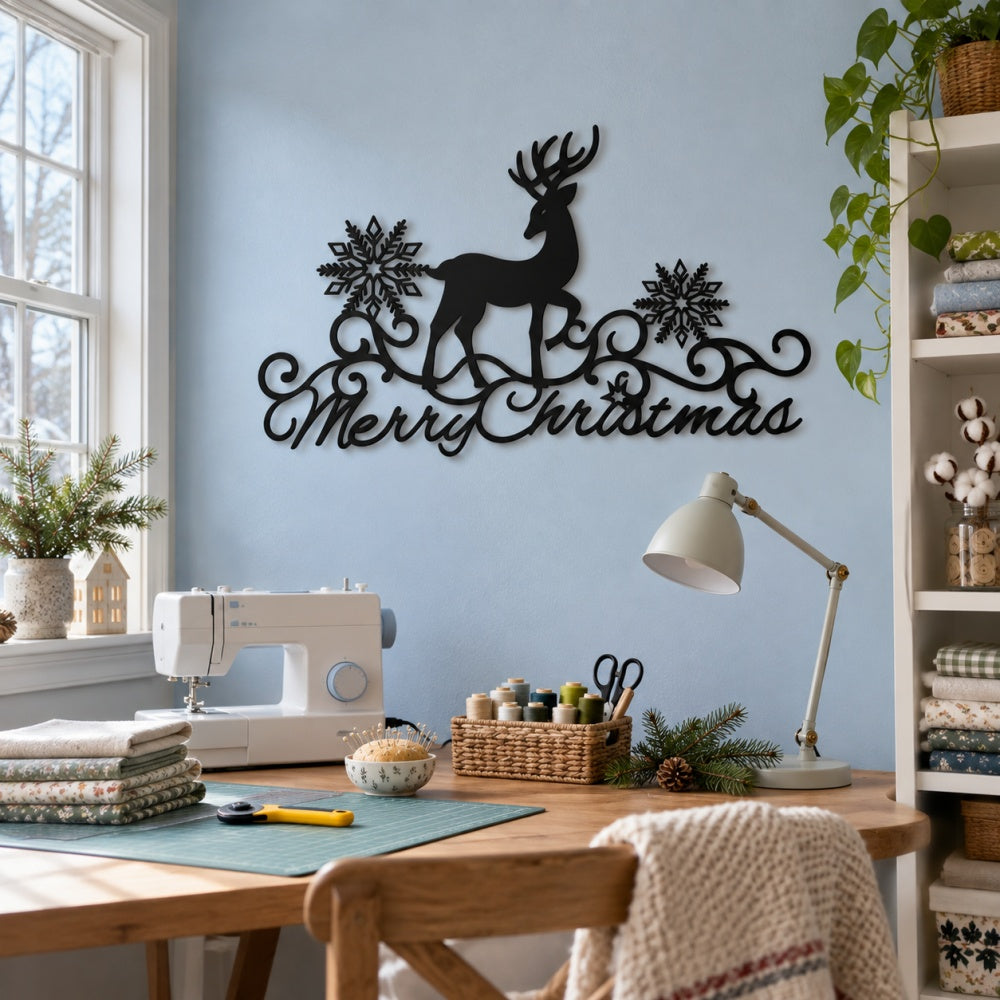 Metal Wall Art - Merry Christmas Reindeer