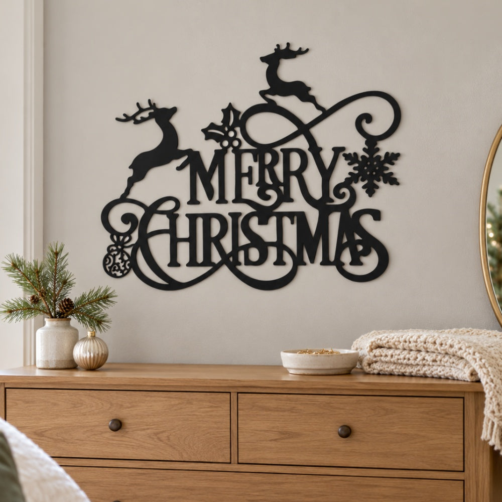 Metal Wall Art - Merry Christmas Reindeer