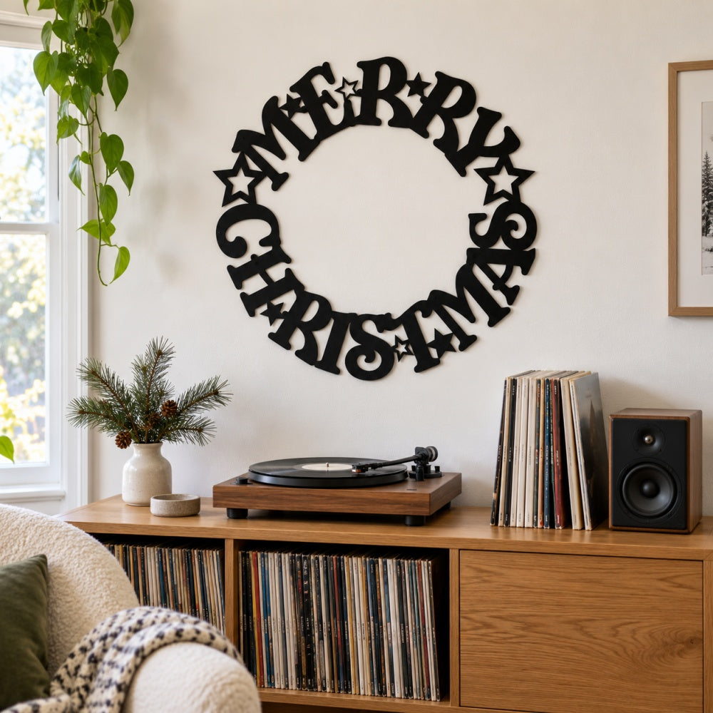 Metal Wall Art - Merry Christmas Wreath