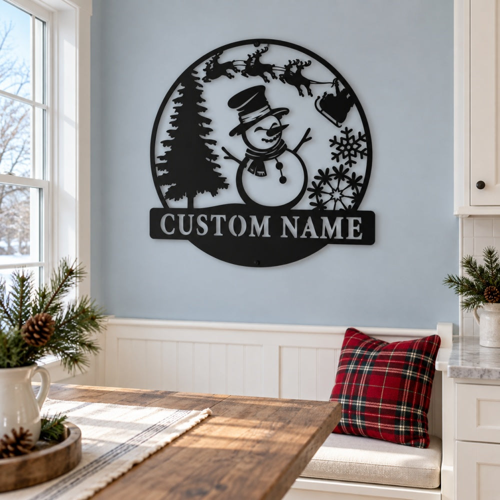 Personalized Metal Wall Art - Christmas Snowman