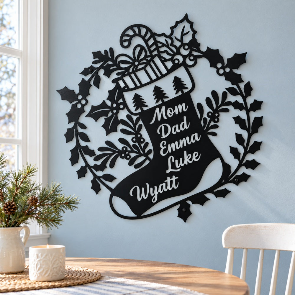 Personalized Metal Wall Art - Christmas Stocking