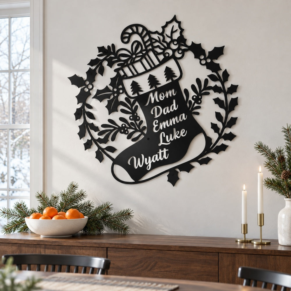 Personalized Metal Wall Art - Christmas Stocking