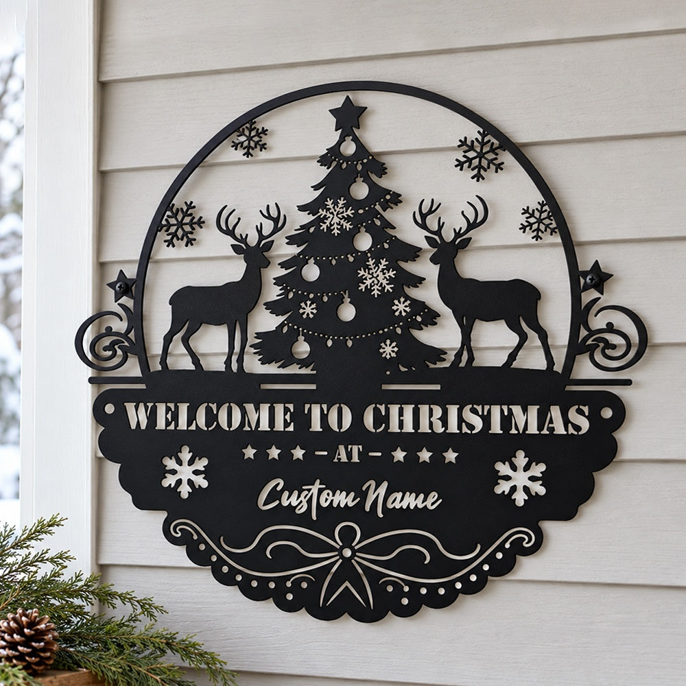 Personalized Metal Wall Art - Welcome Christmas Sign