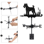 Airedale terrier metal weather vane with directional arrows and mounting rod, outdoor roof and garden decoration