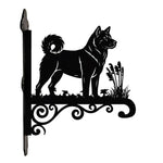Akita metal hanging basket bracket mounted on outdoor wall for plant decoration