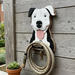 American Pit Bull Terrier wooden dog wall hook key and leash holder for home entryway organizer