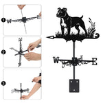 American Staffordshire Terrier metal weather vane with directional arrows and mounting rod, outdoor roof and garden decoration