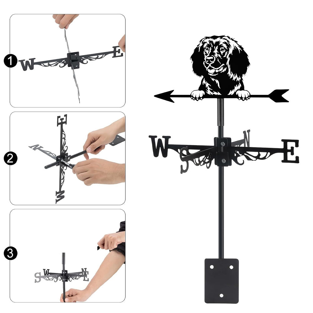American Water Spaniel metal weather vane with directional arrows and mounting rod, outdoor roof and garden decoration