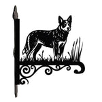 Australian cattle dog metal hanging basket bracket mounted on outdoor wall for plant decoration
