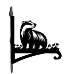 Badger metal hanging basket bracket mounted on outdoor wall for plant decoration