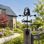 Basset Hound metal weather vane with directional arrows and mounting rod, outdoor roof and garden decoration