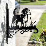 Beagle metal hanging basket bracket mounted on outdoor wall for plant decoration