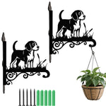 Beagle metal hanging basket bracket mounted on outdoor wall for plant decoration