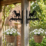 Beagle metal hanging basket bracket mounted on outdoor wall for plant decoration