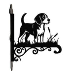 Beagle metal hanging basket bracket mounted on outdoor wall for plant decoration