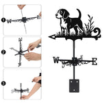 Beagle metal weather vane with directional arrows and mounting rod, outdoor roof and garden decoration