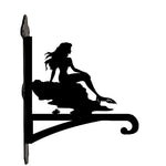 Beautiful mermaid metal hanging basket bracket mounted on outdoor wall for plant decoration