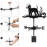 Bedlington terrier metal weather vane with directional arrows and mounting rod, outdoor roof and garden decoration