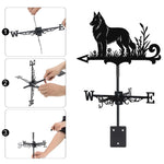 Belgian Groenendael metal weather vane with directional arrows and mounting rod, outdoor roof and garden decoration