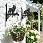 Belgian tervuren metal hanging basket bracket mounted on outdoor wall for plant decoration