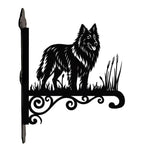 Belgian tervuren metal hanging basket bracket mounted on outdoor wall for plant decoration