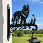 Belgian tervuren metal hanging basket bracket mounted on outdoor wall for plant decoration
