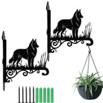 Belgian tervuren metal hanging basket bracket mounted on outdoor wall for plant decoration