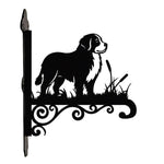 Bernese mountain dog metal hanging basket bracket mounted on outdoor wall for plant decoration