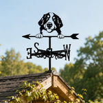 Bernese Mountain Dog metal weather vane with directional arrows and mounting rod, outdoor roof and garden decoration