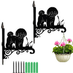 Bichon metal hanging basket bracket mounted on outdoor wall for plant decoration