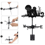 Bichon metal weather vane with directional arrows and mounting rod, outdoor roof and garden decoration