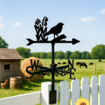 Birds and flowers metal weather vane with directional arrows and mounting rod, outdoor roof and garden decoration