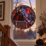Blood Moon Castle Vampire Halloween stained glass suncatcher window hanging, suitable for home and garden decoration
