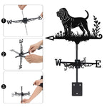 Bloodhound metal weather vane with directional arrows and mounting rod, outdoor roof and garden decoration
