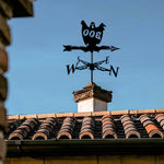 Boo ghost metal weather vane with directional arrows and mounting rod, outdoor roof and garden decoration