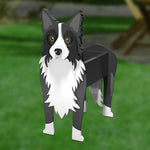 Full-body view of the Border Collie dog planter