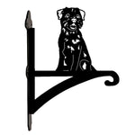 Border terrier metal hanging basket bracket mounted on outdoor wall for plant decoration