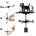 Border Terrier metal weather vane with directional arrows and mounting rod, outdoor roof and garden decoration