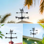 Boston Terrier metal weather vane with directional arrows and mounting rod, outdoor roof and garden decoration