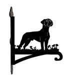 Boxer metal hanging basket bracket mounted on outdoor wall for plant decoration