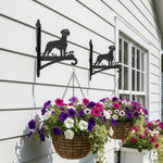 Boxer metal hanging basket bracket mounted on outdoor wall for plant decoration