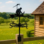 Bricklayer metal weather vane with directional arrows and mounting rod, outdoor roof and garden decoration