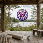 Butterfly dreamcatcher stained glass suncatcher window hanging, suitable for home and garden decoration